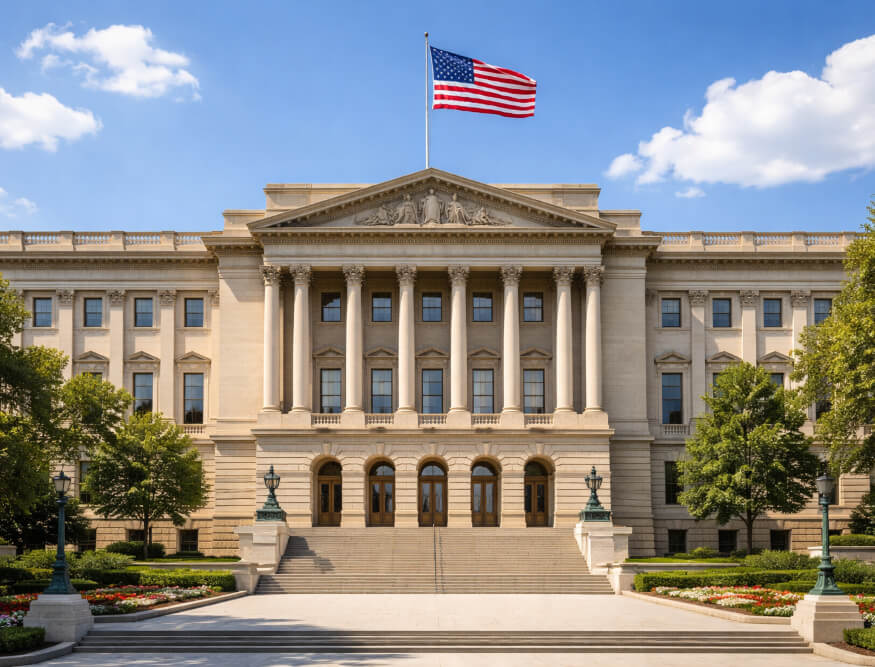 Government Building with Flag